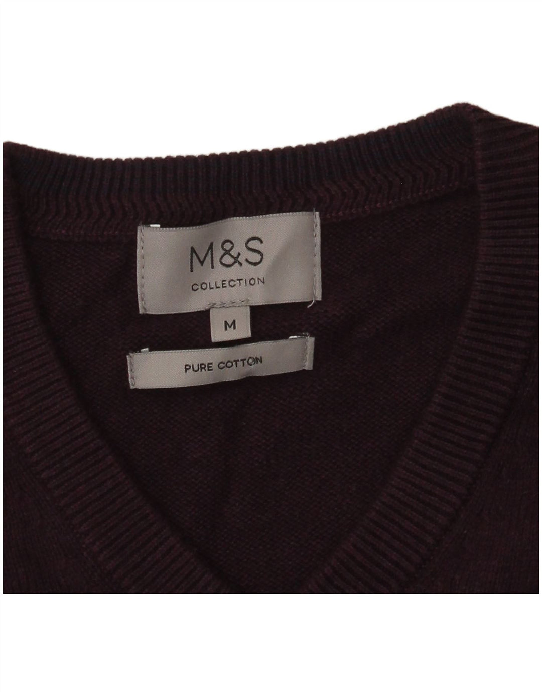 Marks & Spencer Ανδρικό πουλόβερ με λαιμόκοψη με λαιμόκοψη, μεσαίο βαμβακερό