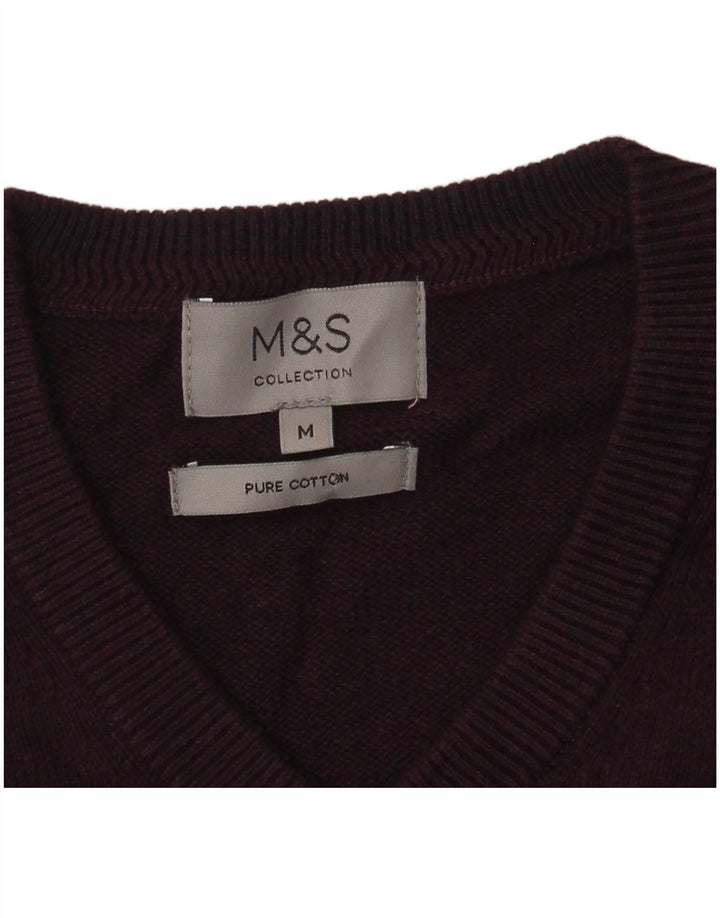 Marks & Spencer Ανδρικό πουλόβερ με λαιμόκοψη με λαιμόκοψη, μεσαίο βαμβακερό