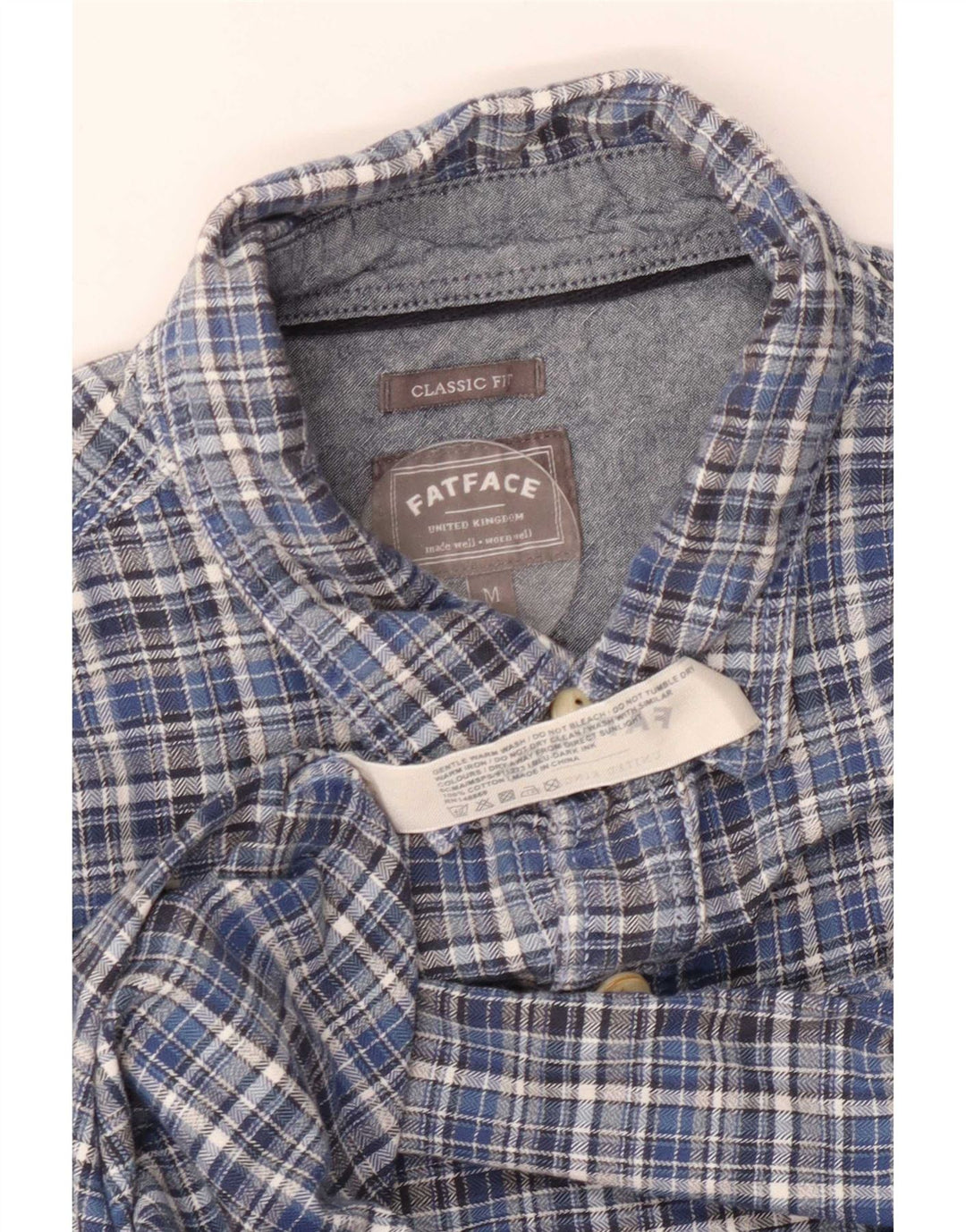 Fat Face Ανδρικό πουκάμισο Classic Fit Flannel καρό, μεσαίο μπλε βαμβακερό