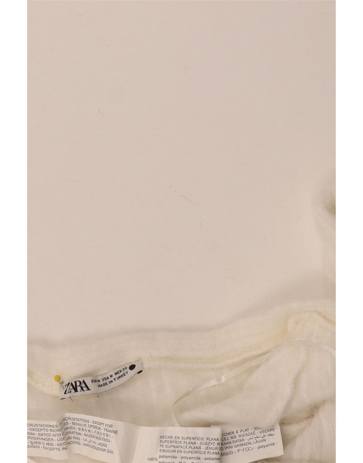 Zara Womens Crop Off Shoulder Top UK 12 Medium White Polyamide