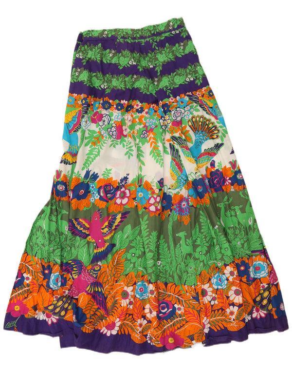 Vintage γυναικεία τσιγγάνικη φούστα UK 14 Medium W26 πολύχρωμη φλοράλ βαμβακερή