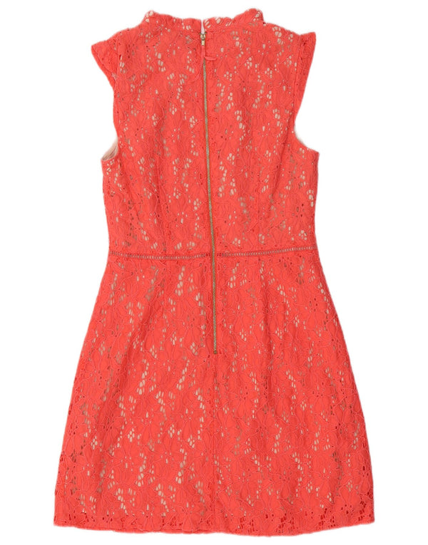 Γυναικείο φόρεμα με δαντέλα Oasis UK 10 Small Red Floral Βαμβακερό