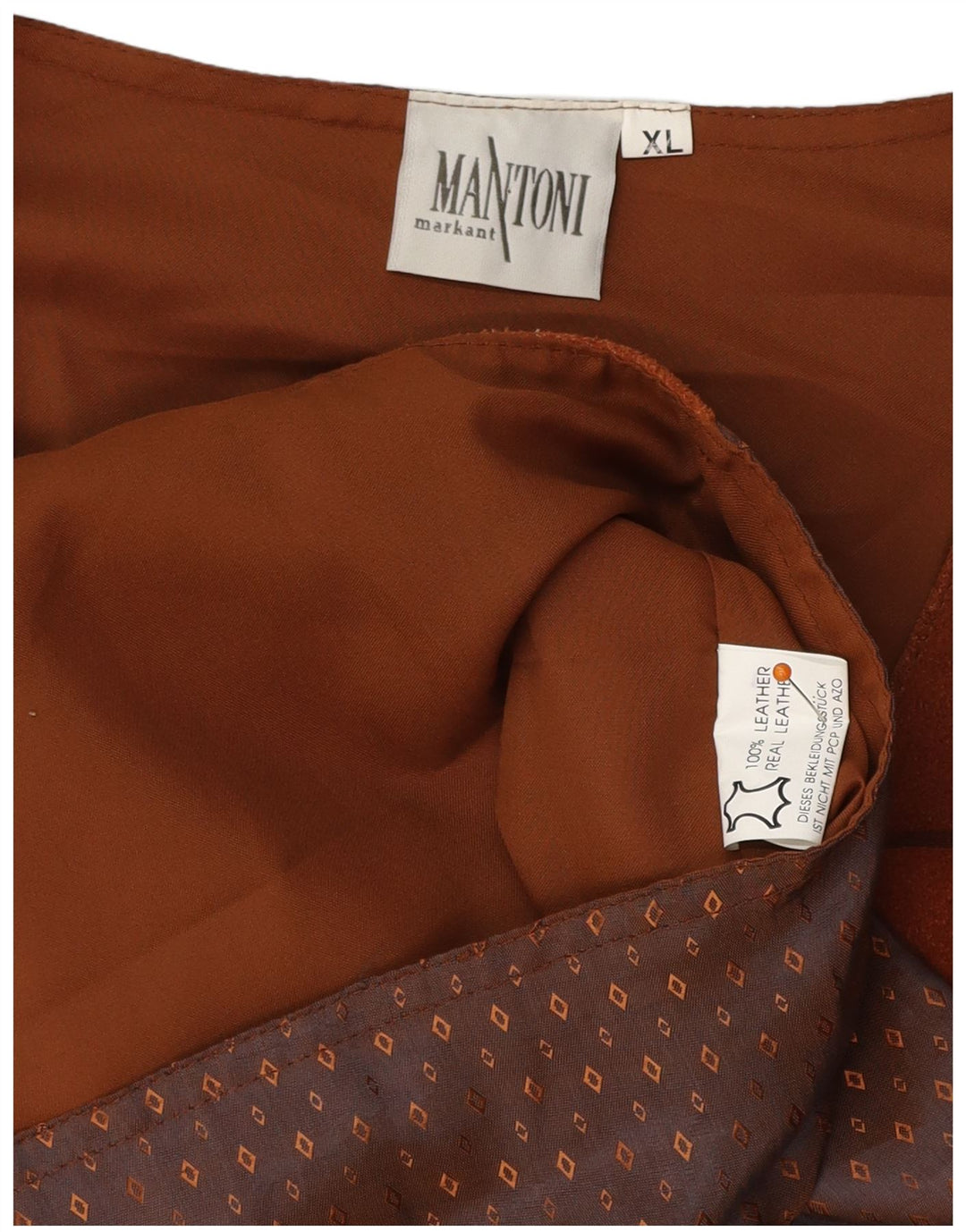 MANTONI Mens Suede Waistcoat XL Brown Spotted Leather