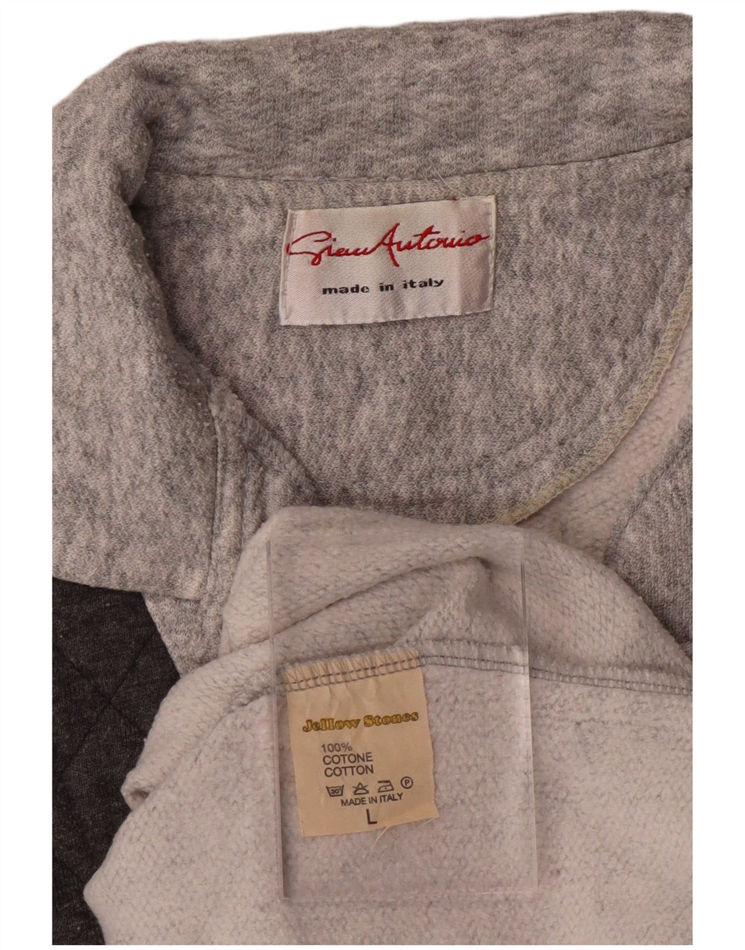 VINTAGE Ανδρικό φούτερ πόλο με λαιμόκοψη, βαμβακερό, μεγάλο γκρι χρώμα