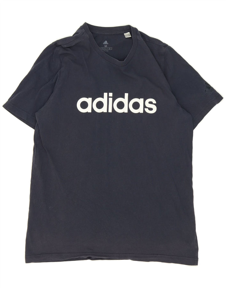 ADIDAS Mens Graphic T-Shirt Top Medium Navy Blue Cotton Vintage Adidas and Second-Hand Adidas from Messina Hembry 