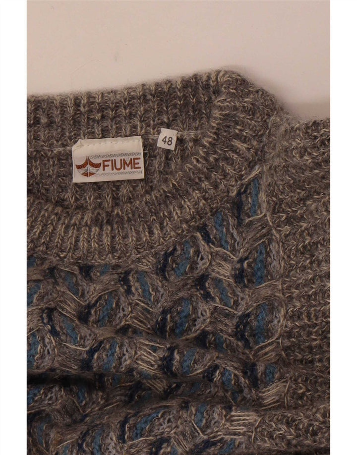 Fiume Ανδρικό πουλόβερ με λαιμόκαυστο IT 48 Medium Grey Floral