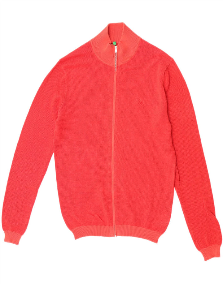 Ανδρικό πουλόβερ Benetton Cardigan Μικρό κόκκινο βαμβακερό