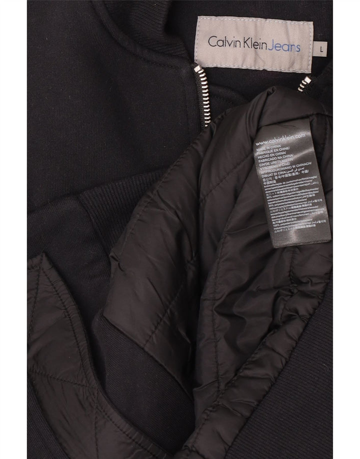 Calvin Klein Jeans Ανδρικό Bomber Jacket UK 40 Large Black Cotton