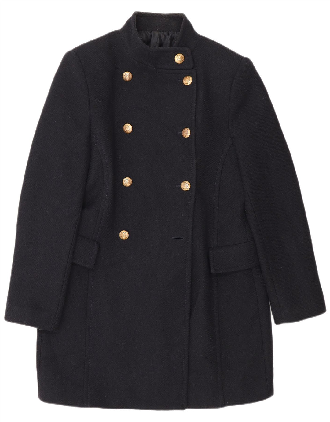 Zara Γυναικείο Παλτό UK 16 Large Navy Blue Wool