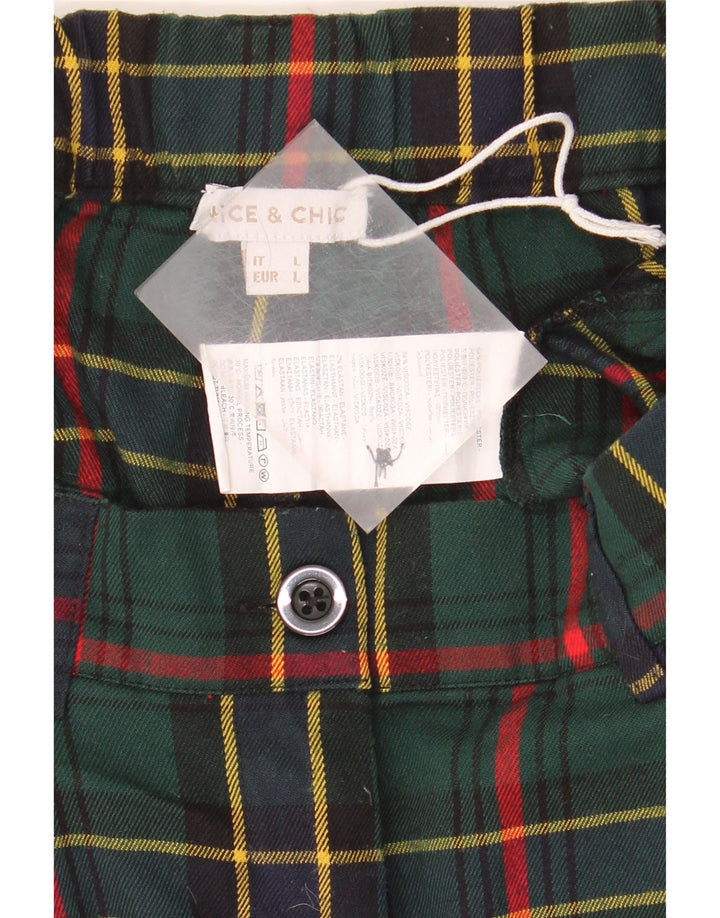 Nice & Chic Γυναικείο Σορτς Chino Μεγάλο W32 Green Check Polyester