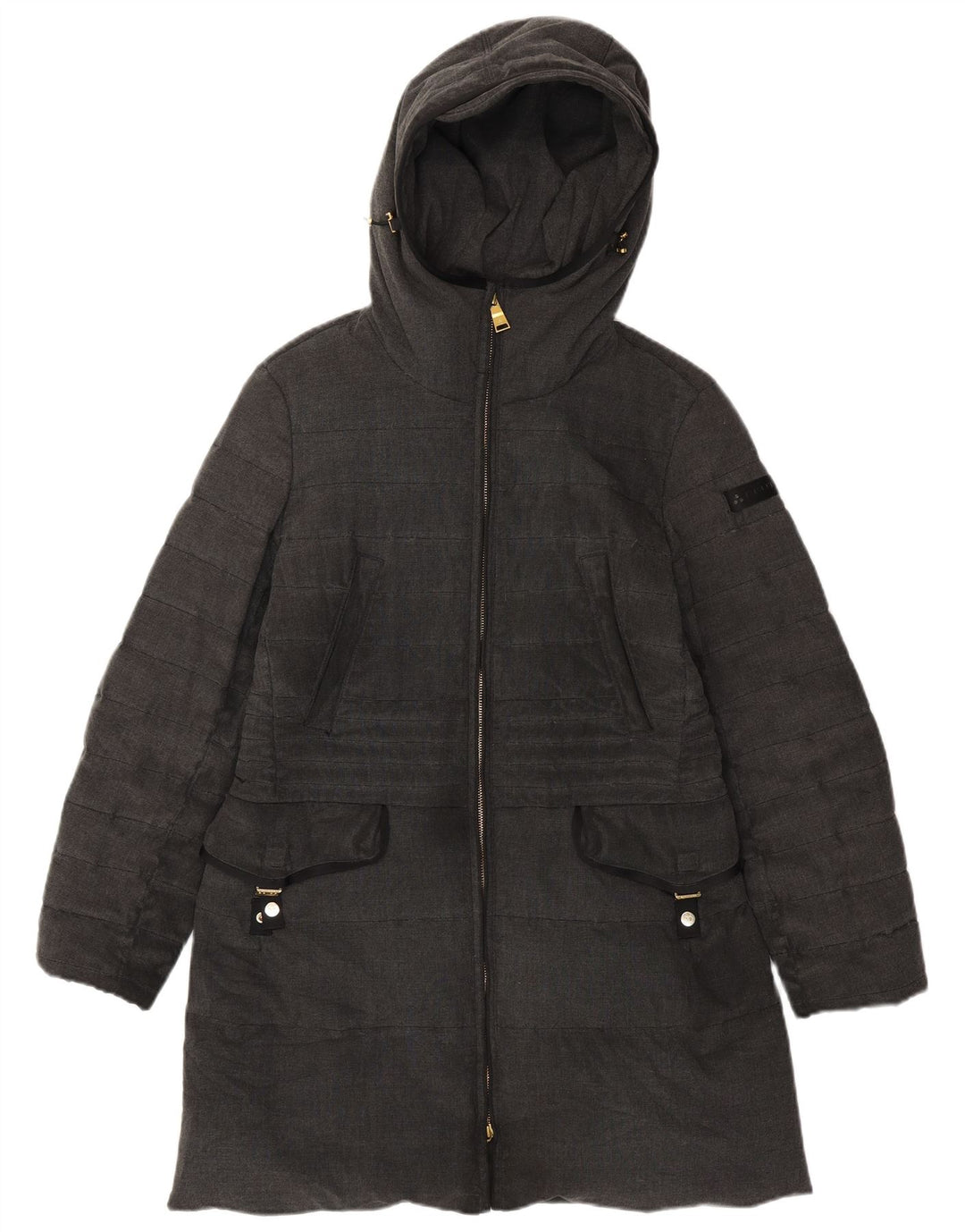 PEUTEREY Γυναικείο παλτό με κουκούλα IT 46 Large Grey Polyester