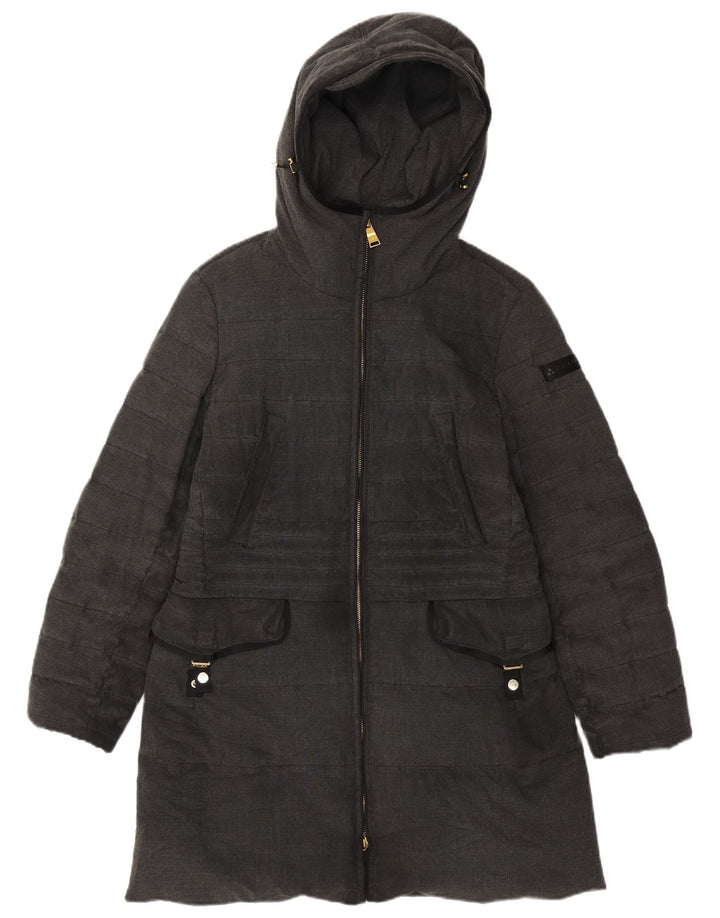 PEUTEREY Γυναικείο παλτό με κουκούλα IT 46 Large Grey Polyester