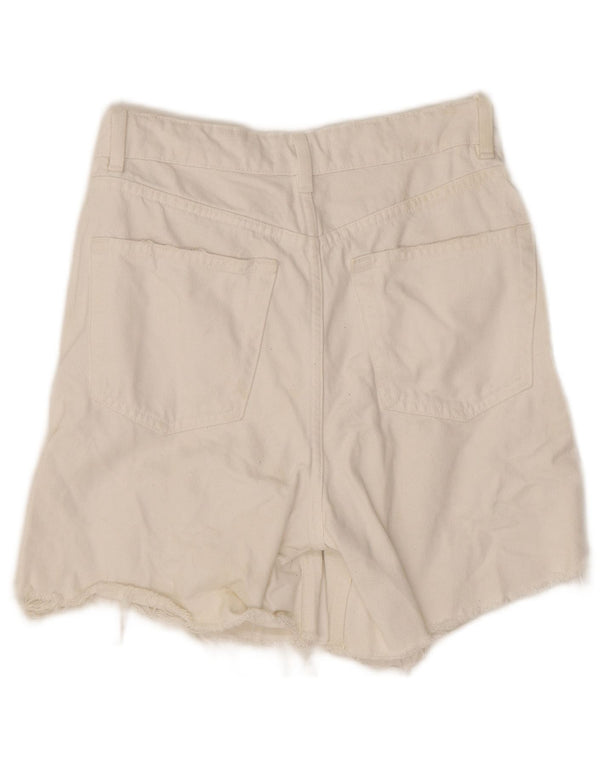 Zara Γυναικείο τζιν σορτς EU 36 XS W26 Λευκό βαμβακερό