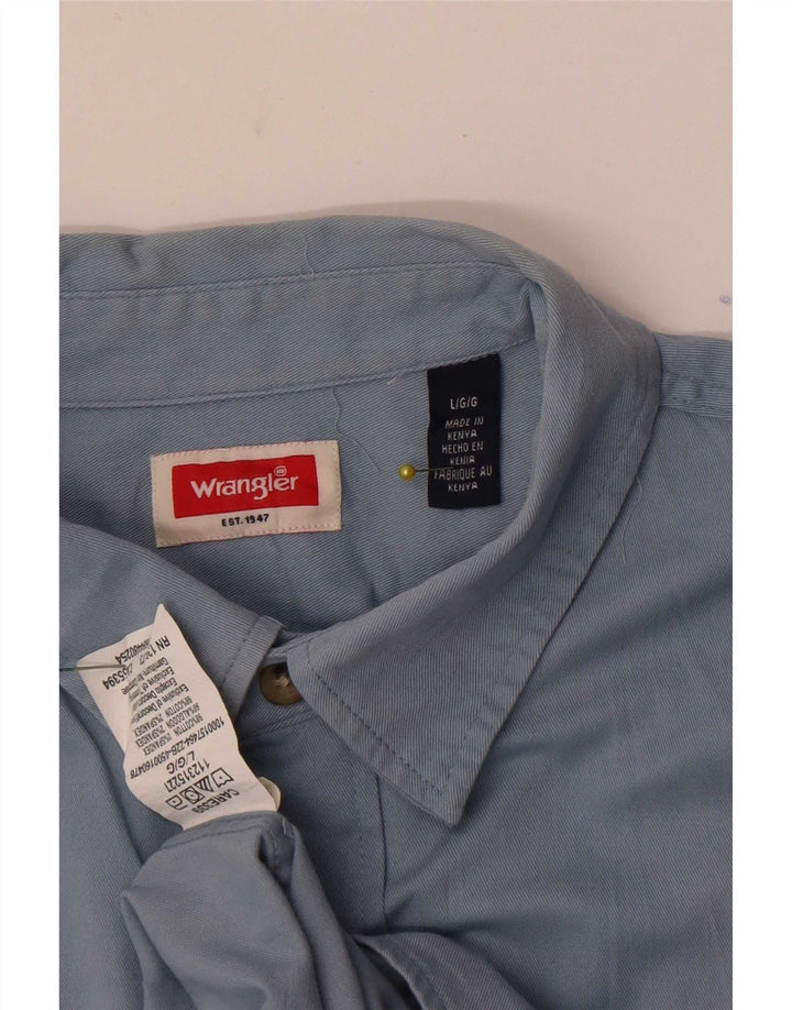 Ανδρικό κοντομάνικο πουκάμισο Wrangler μεγάλο μπλε βαμβακερό