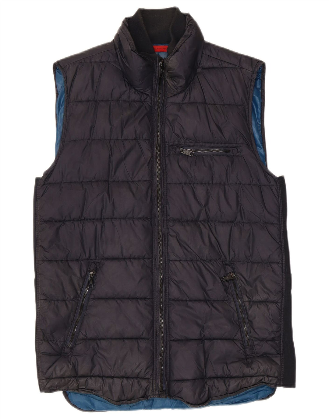 Zara Ανδρικό padded Gilet UK 38 Medium Navy Blue Polyester