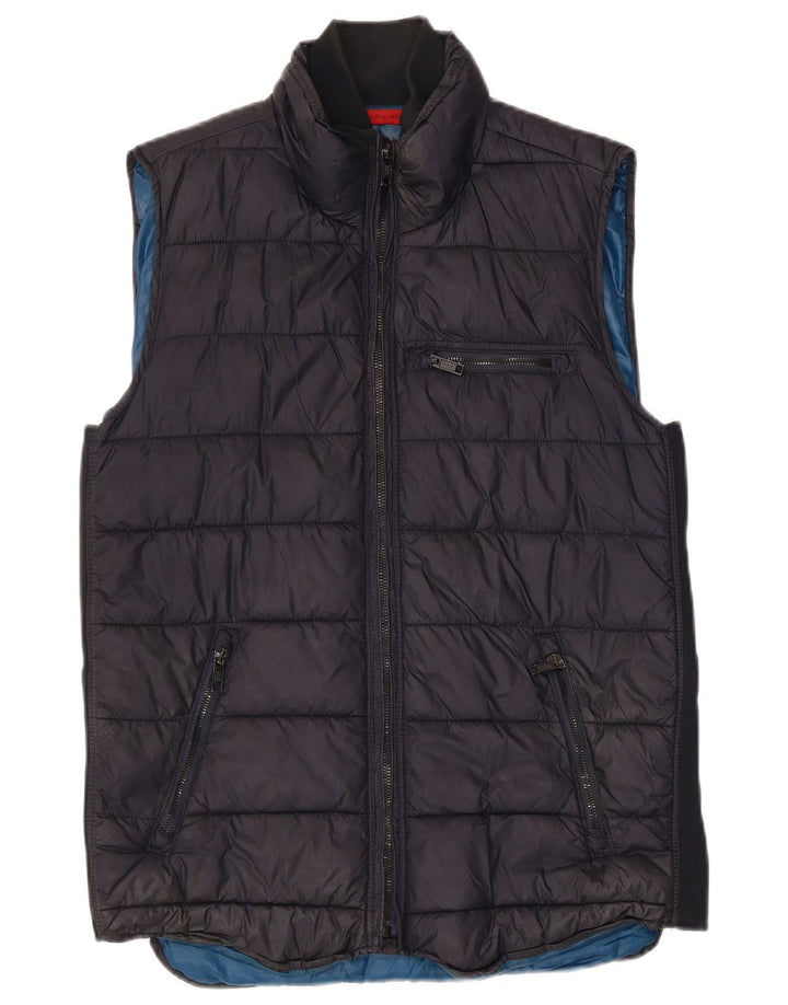 Zara Ανδρικό padded Gilet UK 38 Medium Navy Blue Polyester