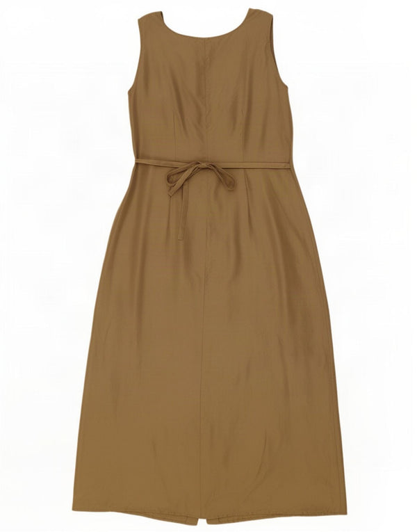 Andrea Mare Γυναικείο Αμάνικο Maxi Φόρεμα UK 10 Small Khaki Silk