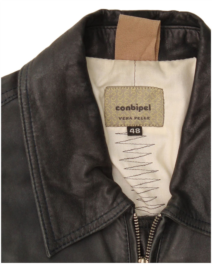 Ανδρικό δερμάτινο μπουφάν Conbipel Bomber IT 48 Medium Black Leather