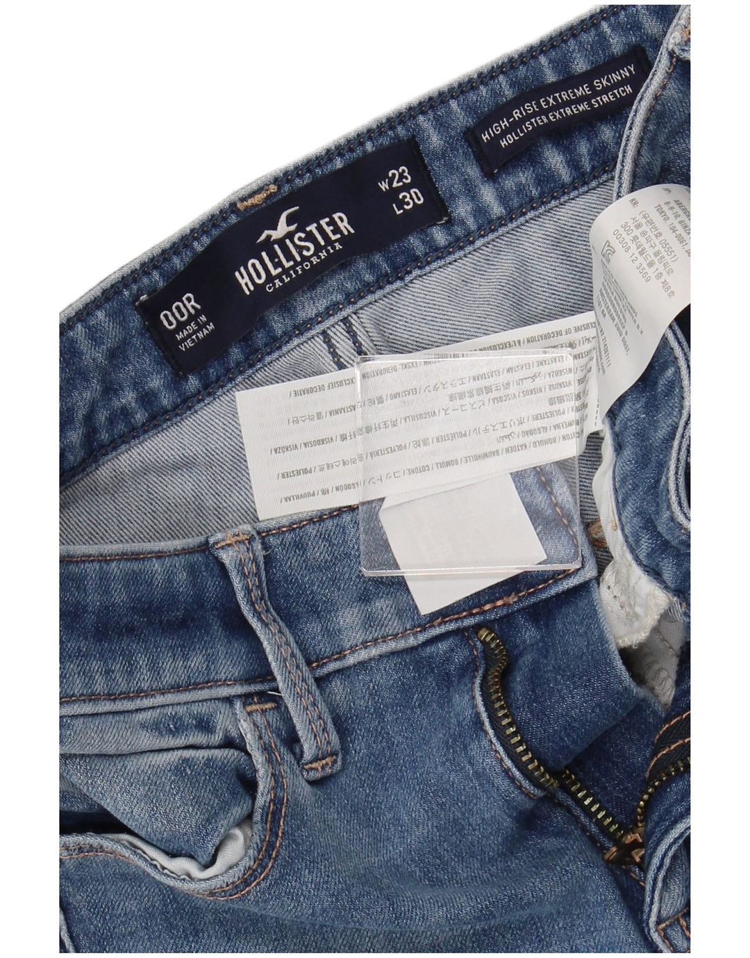 HOLLISTER Γυναικείο Ψηλό Skinny Jeans US 00 2XS W23 L30 Μπλε βαμβακερό
