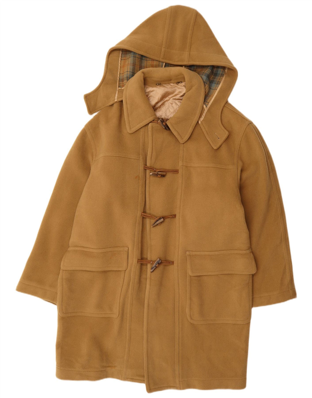VINTAGE Ανδρικό παλτό Duffle με κουκούλα IT 52 XL Μπεζ μαλλί