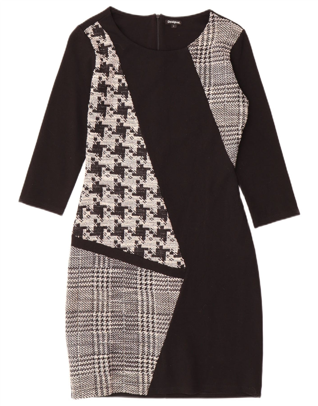 Desigual γυναικείο φόρεμα με μανίκια 3/4 UK 10 Small Black Patchwork