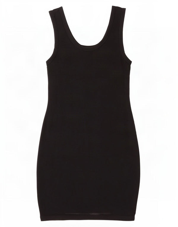 Zara Γυναικείο Αμάνικο Bodycon Φόρεμα UK 12 Medium Black
