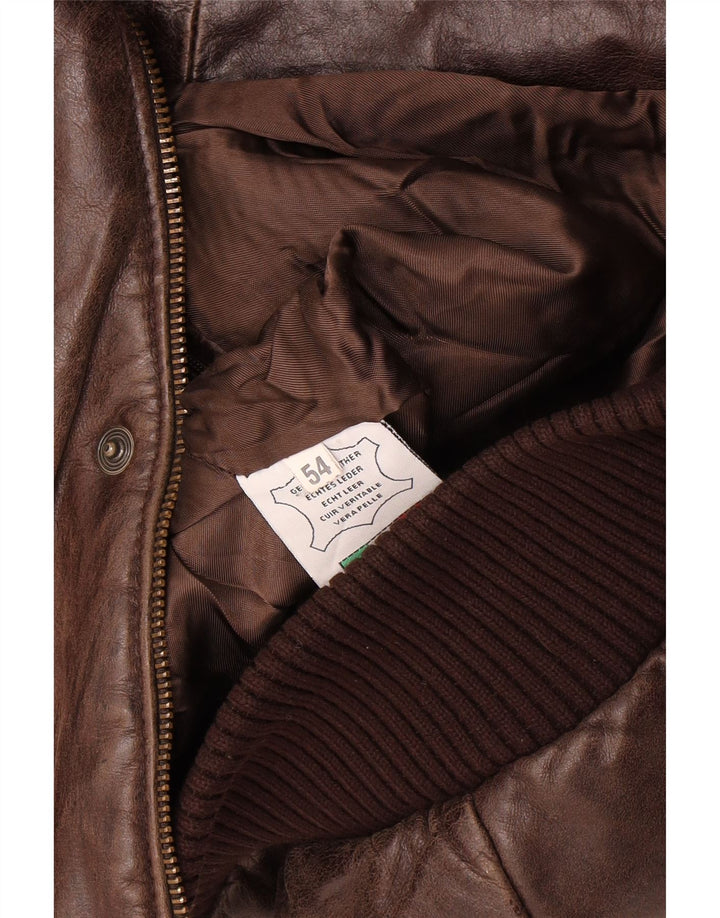 Vintage Ανδρικό Bomber Δερμάτινο Μπουφάν IT 54 2XL Καφέ Δερμάτινο