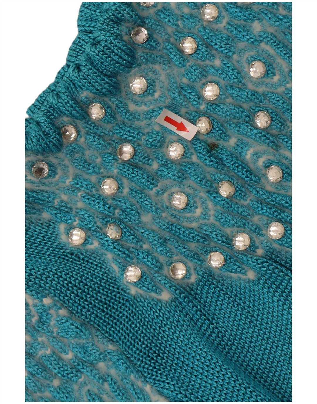 Vintage γυναικείο Abstract Pattern πουλόβερ με λαιμόκοψη UK 14 Large Blue