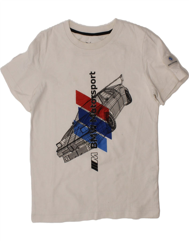 PUMA Boys BMW Motorsport Graphic T-Shirt Top 9-10 Years White Cotton Vintage Puma and Second-Hand Puma from Messina Hembry 