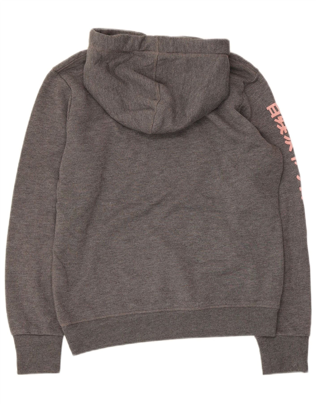 Γυναικείο γραφικό κουκούλα SUPERDRY UK 14 Medium Grey Polyester