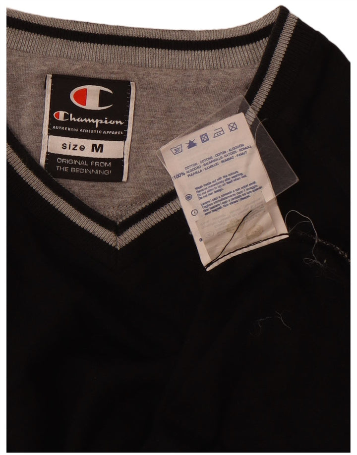 CHAMPION Γυναικείο T-Shirt Top UK 12 Μεσαίο μαύρο βαμβακερό