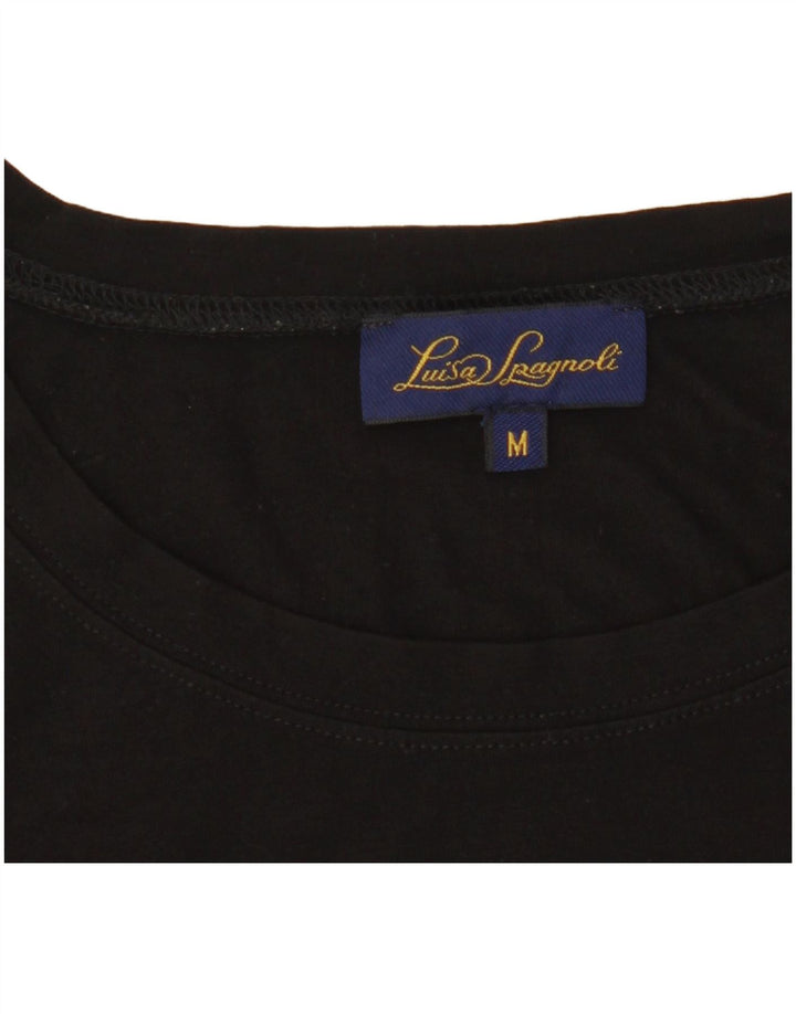 Γυναικείο γραφικό μπλουζάκι Luisa Spagnoli Top UK 14 Medium Black
