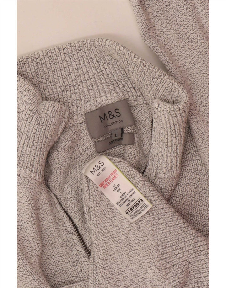 Marks & Spencer Ανδρικό πουλόβερ με φερμουάρ από βαμβακερό ύφασμα
