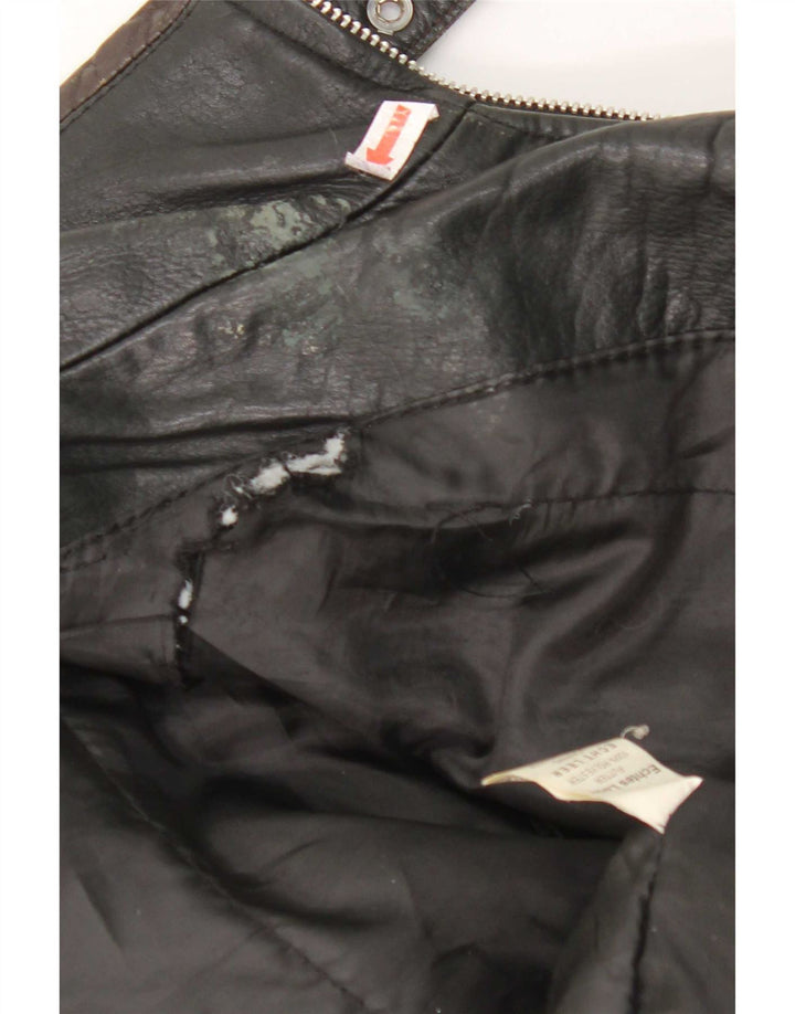 Vintage Γυναικείο Δερμάτινο Μπουφάν UK 14 Medium Μαύρο