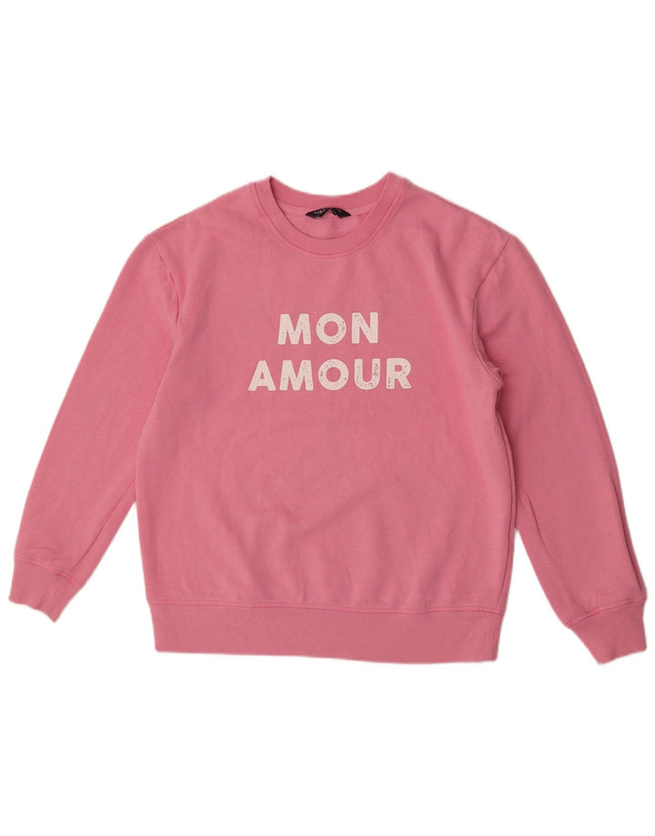 Marks & Spencer Γυναικεία γραφική φούτερ Jumper UK 12 Μεσαίο ροζ βαμβακερό