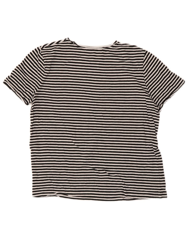 Zara Γυναικείο T-Shirt Crop Top UK 10 Small Black ριγέ