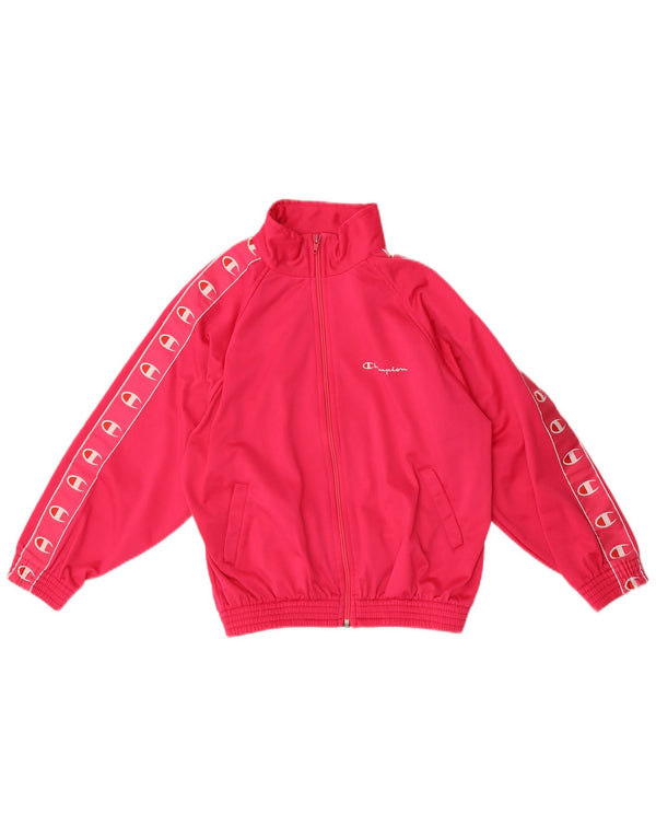 Champion Girls Graphic Tracksuit Top Jacket 7-8 Years Small Pink