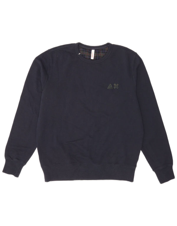 Ανδρική φούτερ Sun68 Jumper Large Navy Blue Check Cotton