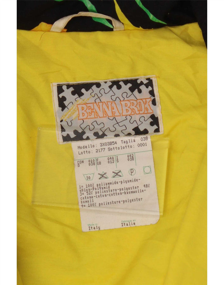 Vintage γυναικεία φόρμα σκι με αφηρημένο σχέδιο UK 12 Medium Black Polyamide