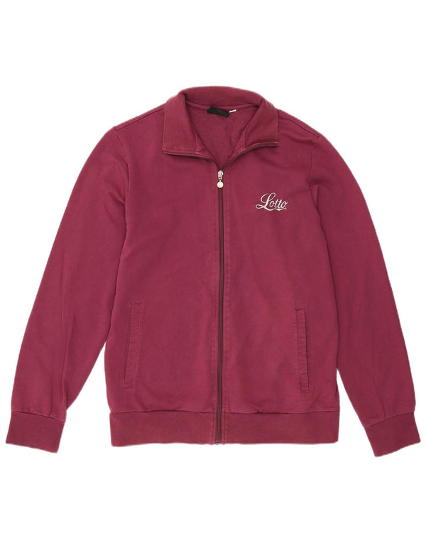 Lotto Γυναικεία φόρμα αθλητικής φόρμας γραφικά Top Jacket UK 14 μεγάλο βαμβακερό μπορντό