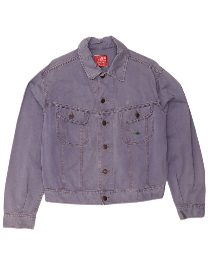 EL CHARRO Γυναικείο Crop Oversized Τζιν μπουφάν UK 14 μεσαίο μπλε βαμβακερό