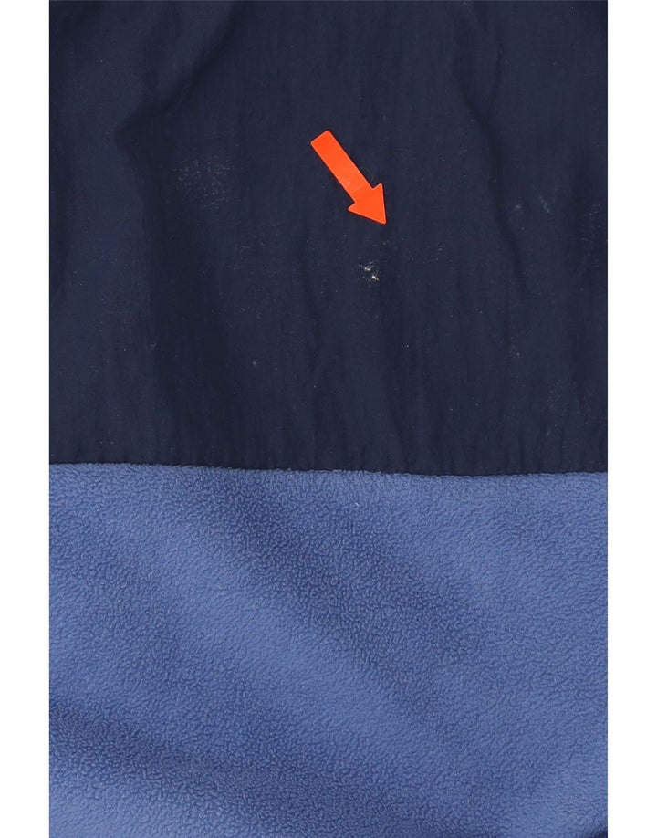 ELLESSE Mens Graphic Hooded Fleece Jumper Small Blue Colourblock Polyester Vintage Ellesse and Second-Hand Ellesse from Messina Hembry 