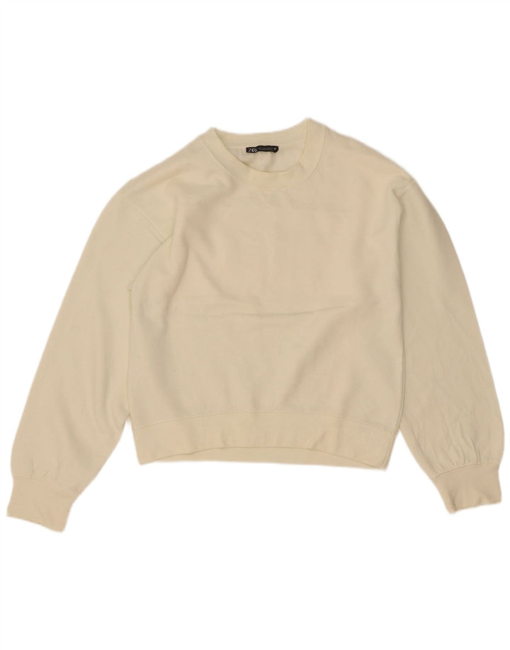 Zara Γυναικεία φούτερ Crop Jumper UK 10 Small Off White