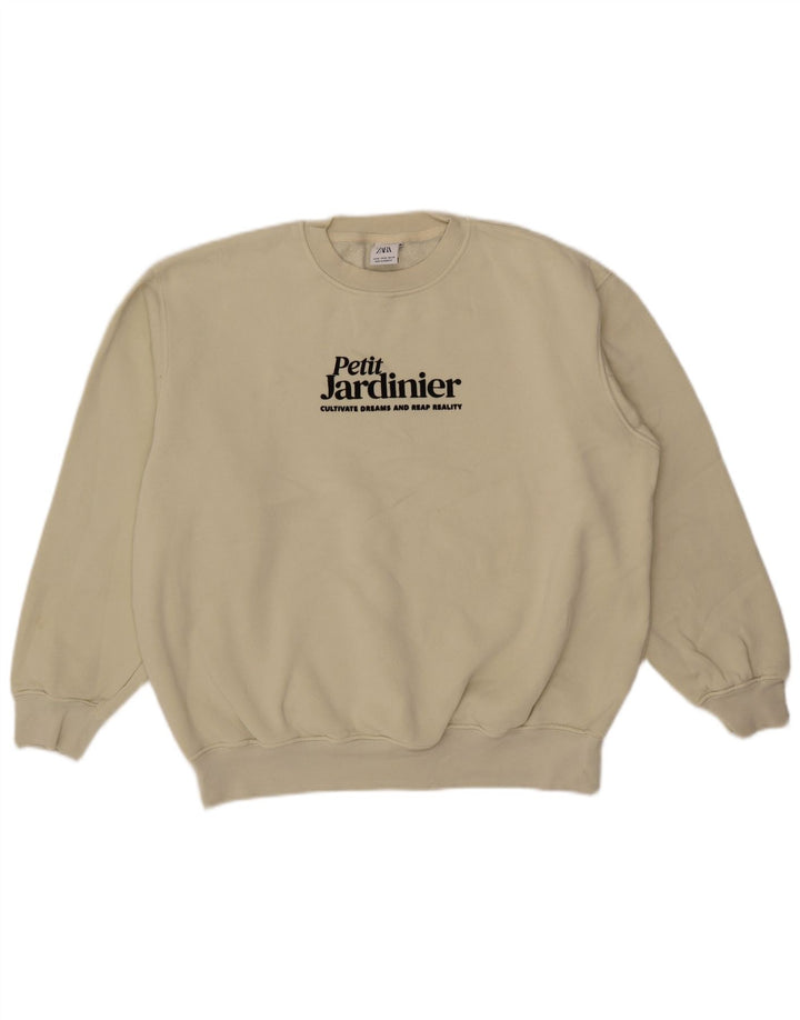 Ανδρικό φούτερ Zara Graphic Loose Fit Jumper Medium Beige Βαμβακερό