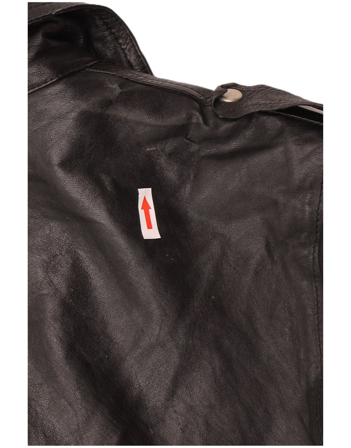 Vintage Ανδρικό Δερμάτινο Μπουφάν Biker IT 52 XL Μαύρο