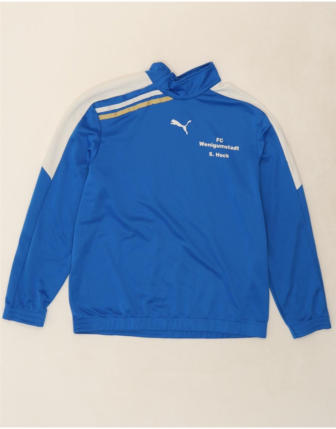 PUMA Mens Sweatshirt Jumper XL Blue Colourblock Polyester Vintage Puma and Second-Hand Puma from Messina Hembry 