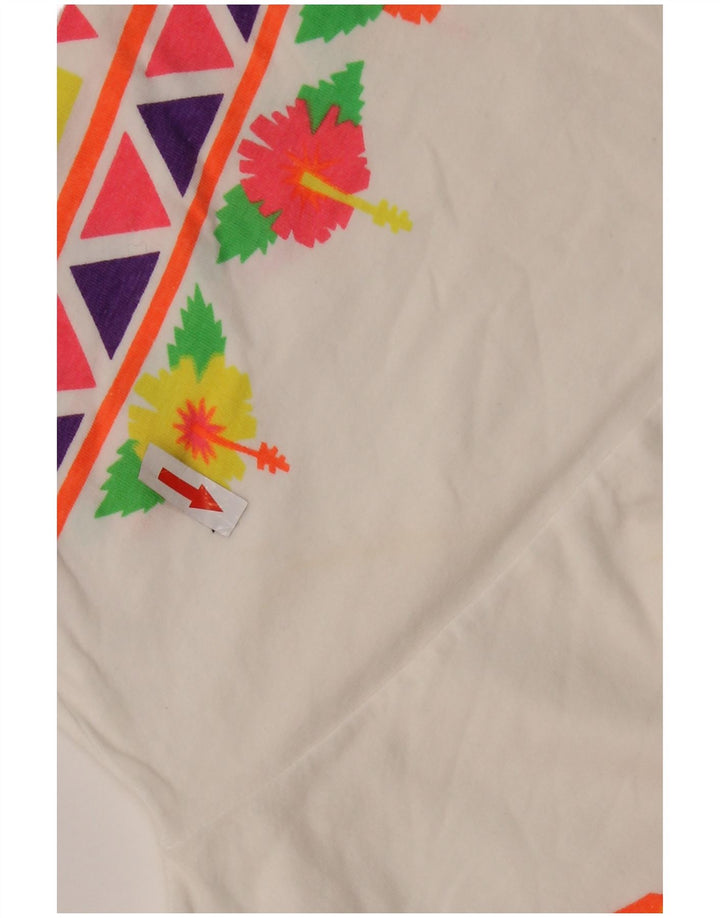 Vintage Ανδρικό γραφικό T-Shirt Top Medium White Floral