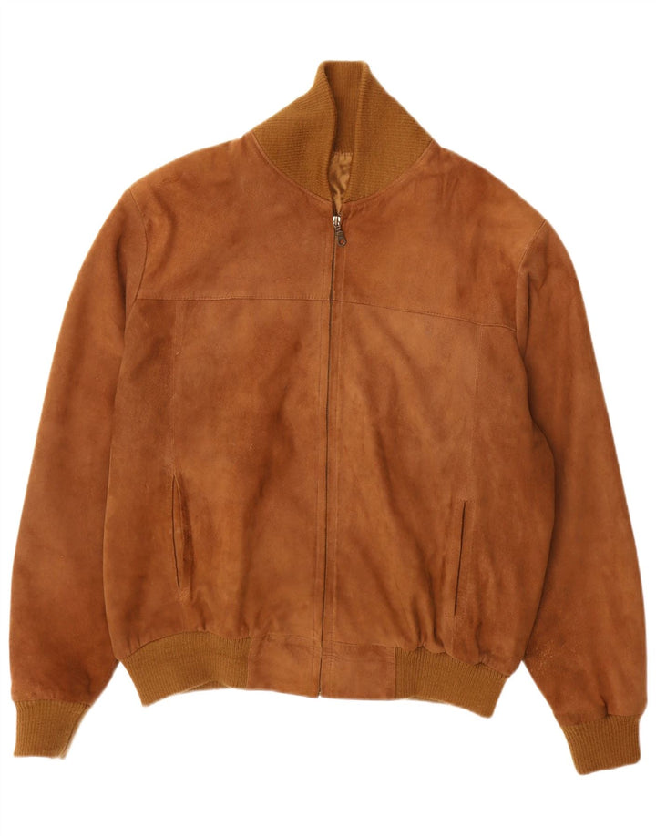 Vintage Ανδρικό Suede Bomber Jacket UK 40 Large Brown