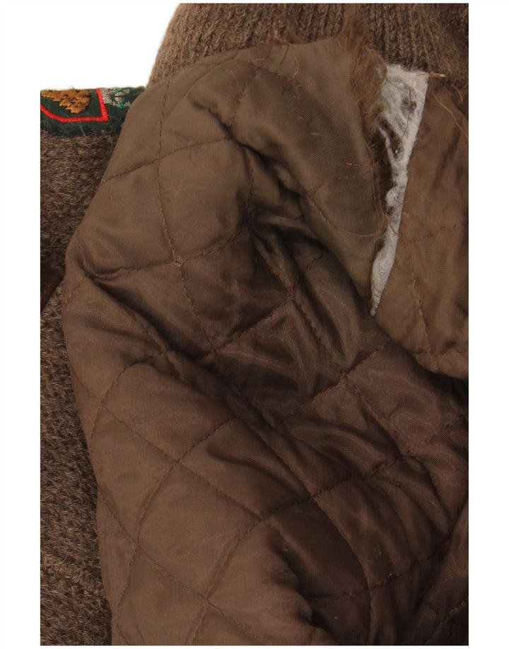 Vintage Ανδρικό πλεκτό Bomber Jacket UK 40 Large Brown Colourblock