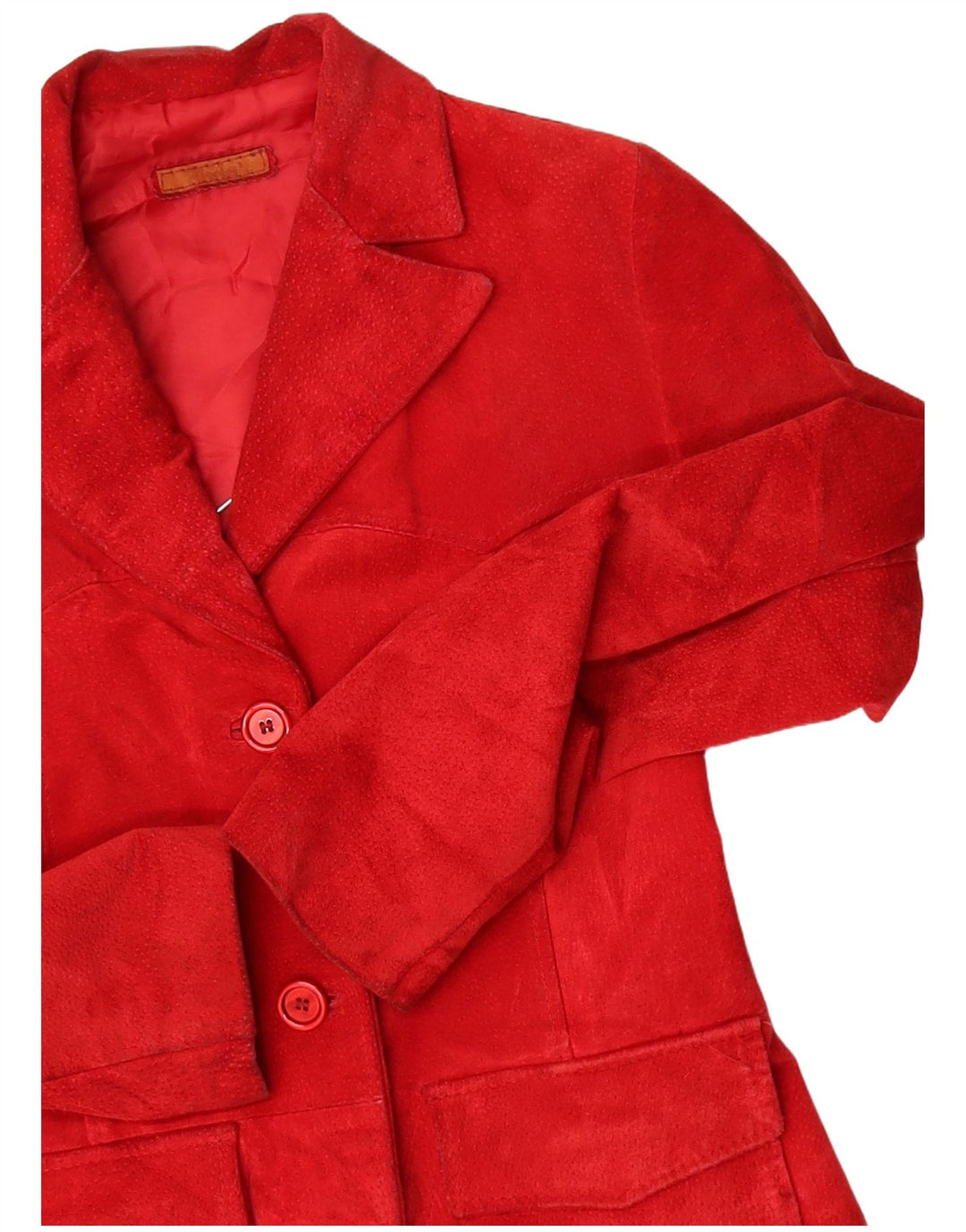 VINTAGE Womens Suede Overcoat UK 10 Small Red